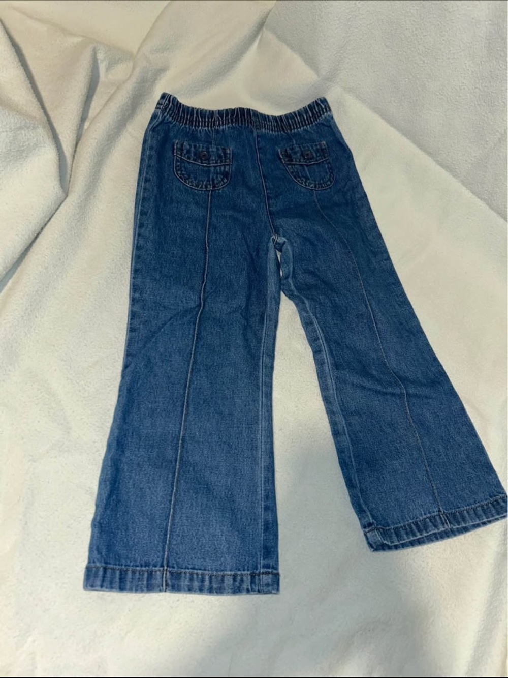 Kids Wide Leg Dark Blue Elastic Waist Jeans